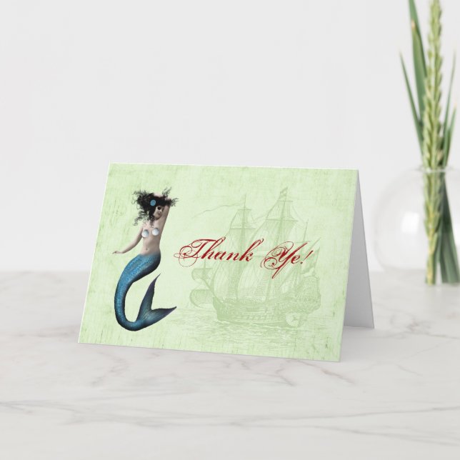 Pirate Mermaid Thank You Card (Front)