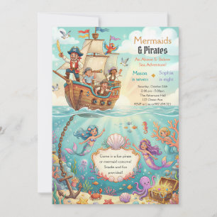 Pirate Mermaid Under the Sea 8th Birthday Invitation