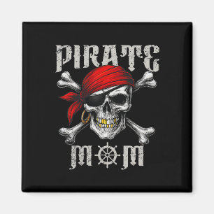 Pirate Mom Jolly Roger Flag And Skull Crossbones H Magnet
