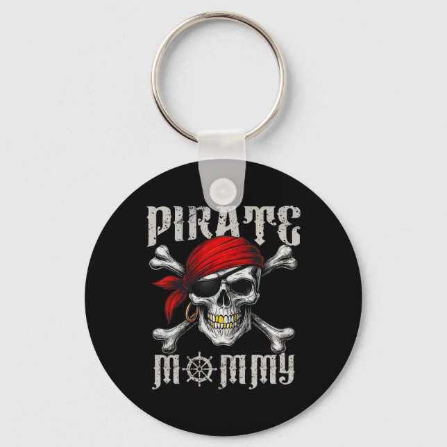 Pirate Mommy Jolly Roger Flag And Skull Crossbones Keychain (Front)