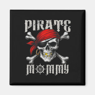 Pirate Mommy Jolly Roger Flag And Skull Crossbones Magnet