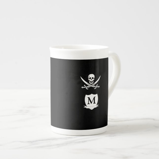 Pirate & monogram bone china mug (Front Right)