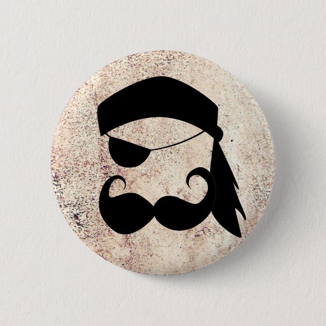 Pirate Moustache 2 Inch Round Button (Front)