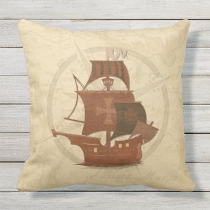 Pirate Mystery Ship Throw Pillow