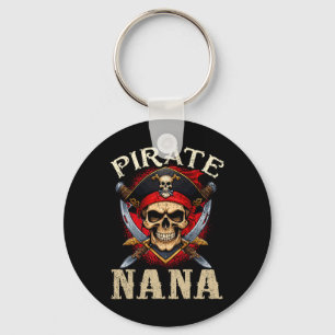 Pirate Nana Skull Jolly Roger Halloween Pirate Fam Keychain