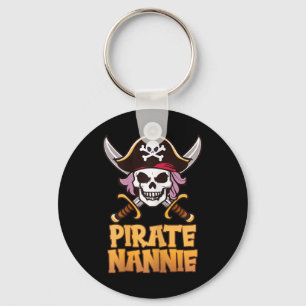 Pirate Nannie Funny Captain Grandma Halloween Cost Keychain