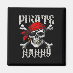 Pirate Nanny Jolly Roger Flag And Skull Crossbones Magnet