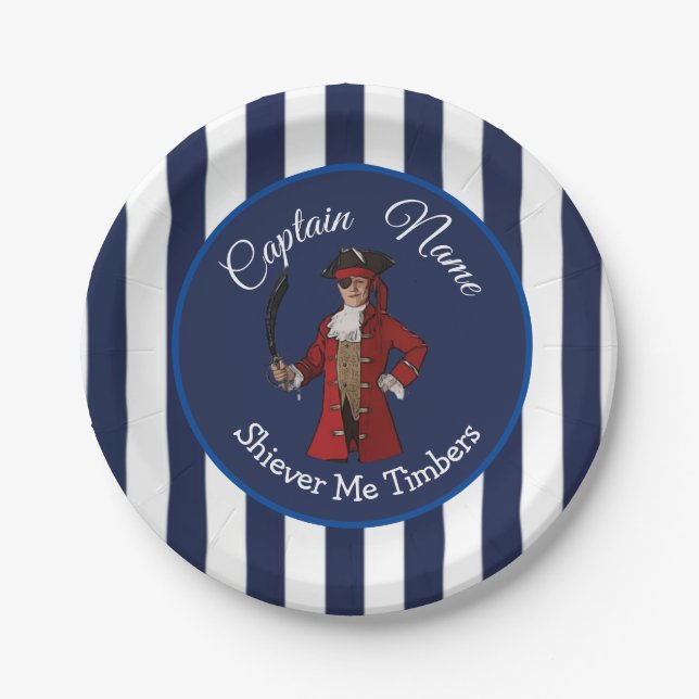 Pirate Nautical Boy  Paper Plate (Front)
