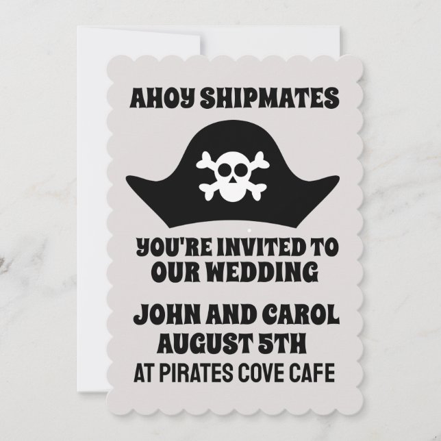 PIRATE NAUTICAL THEME WEDDING INVITATIONS  (Front)