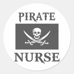 Pirate Nurse Classic Round Sticker