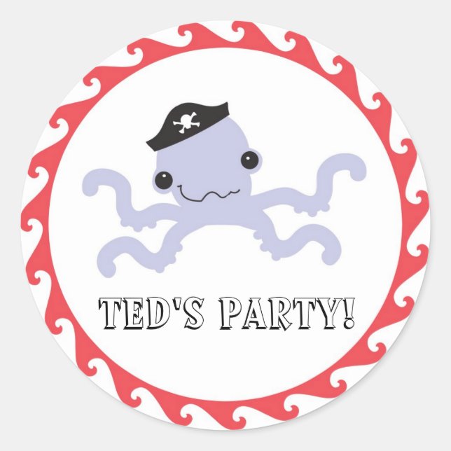 Pirate Octopus Favour Sticker (Front)