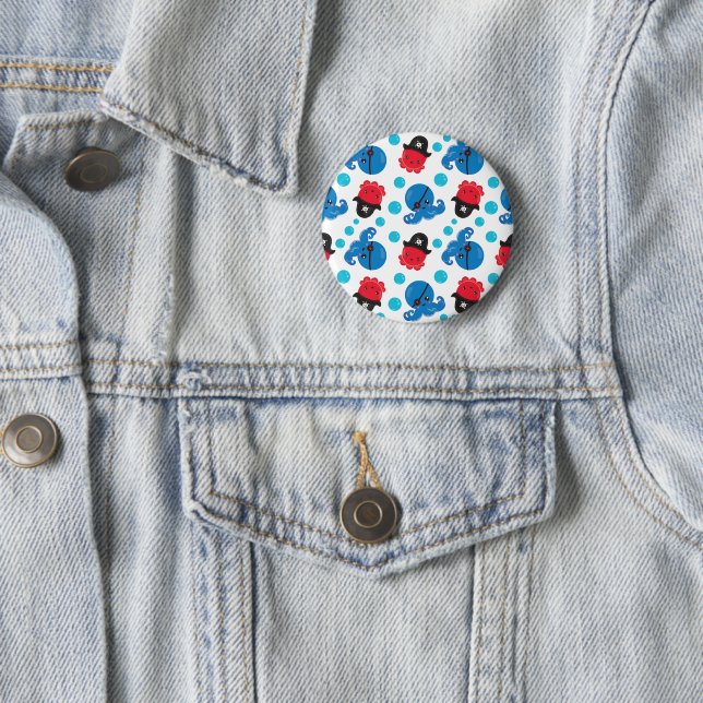 Pirate Octopus, Octopus Pattern, Sea Animals 2 Inch Round Button (In Situ)