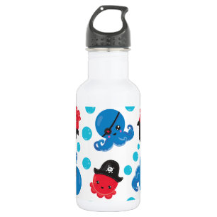 Pirate Octopus, Octopus Pattern, Sea Animals 532 Ml Water Bottle