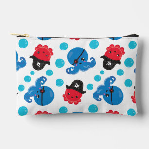 Pirate Octopus, Octopus Pattern, Sea Animals Accessory Pouch