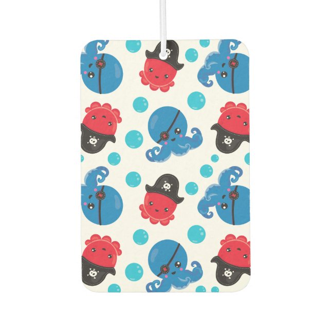Pirate Octopus, Octopus Pattern, Sea Animals Air Freshener (Front)