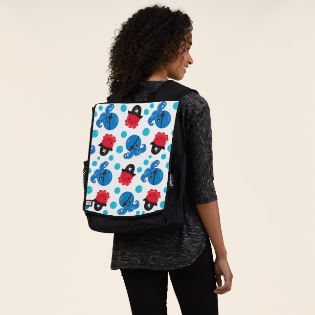 Pirate Octopus, Octopus Pattern, Sea Animals Backpack (Worn)