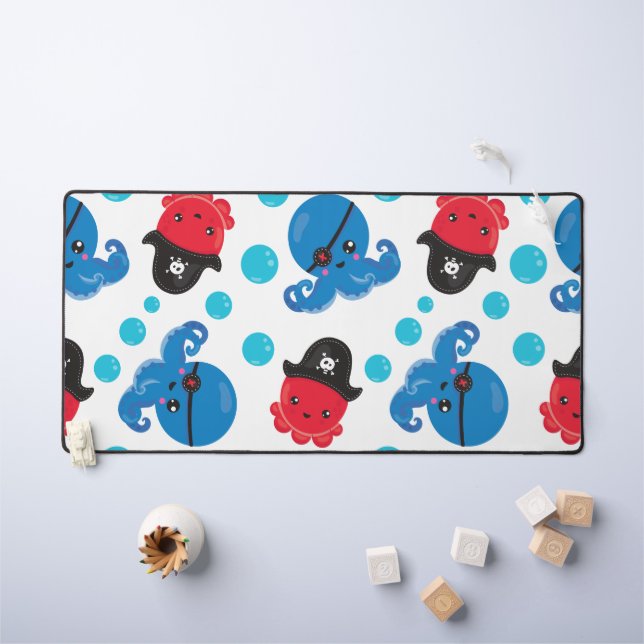 Pirate Octopus, Octopus Pattern, Sea Animals Desk Mat (Kids Table)