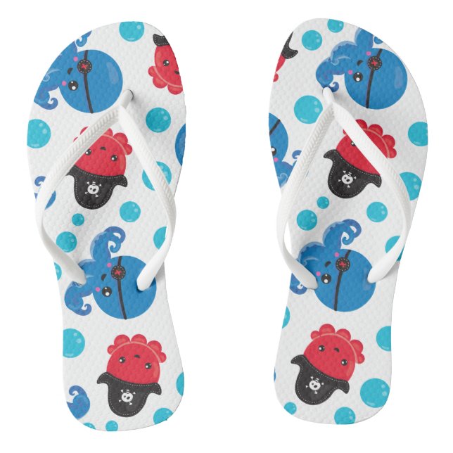 Pirate Octopus, Octopus Pattern, Sea Animals Flip Flops (Footbed)