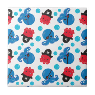 Pirate Octopus, Octopus Pattern, Sea Animals Tile