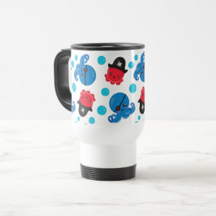 Pirate Octopus, Octopus Pattern, Sea Animals Travel Mug