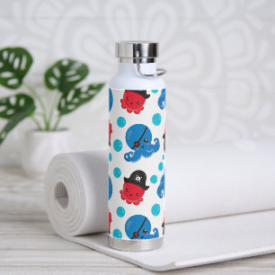 Pirate Octopus, Octopus Pattern, Sea Animals Water Bottle