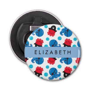 Pirate Octopus, Octopus Pattern, Sea, Your Name Bottle Opener