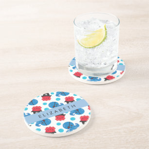 Pirate Octopus, Octopus Pattern, Sea, Your Name Coaster