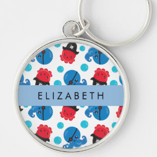 Pirate Octopus, Octopus Pattern, Sea, Your Name Ke Keychain