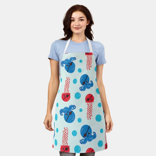 Pirate Octopus, Pirate Jellyfish, Sea Animals Apron (Worn)
