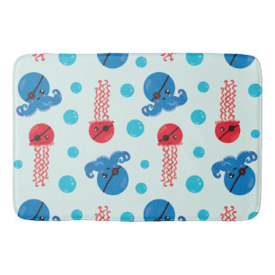 Pirate Octopus, Pirate Jellyfish, Sea Animals Bath Mat