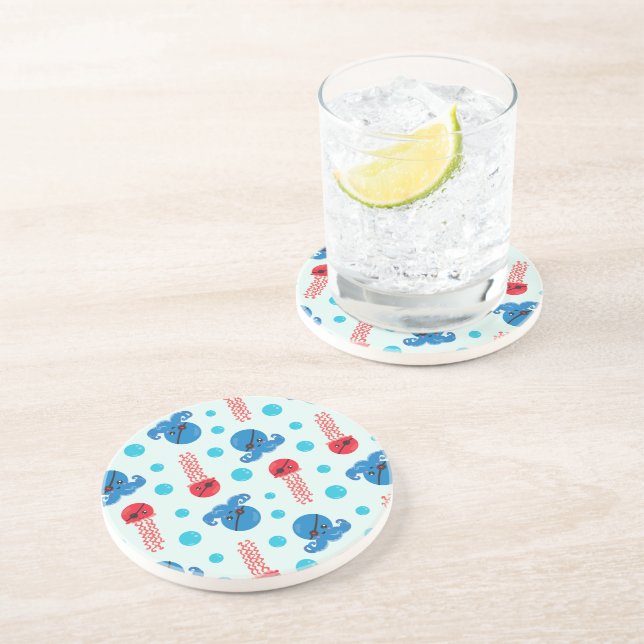Pirate Octopus, Pirate Jellyfish, Sea Animals Coaster (Side)