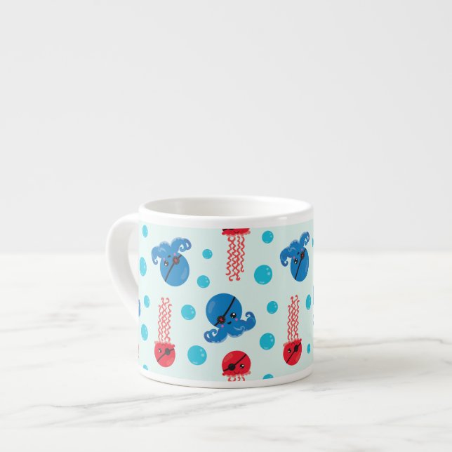 Pirate Octopus, Pirate Jellyfish, Sea Animals Espresso Cup (Front Left)