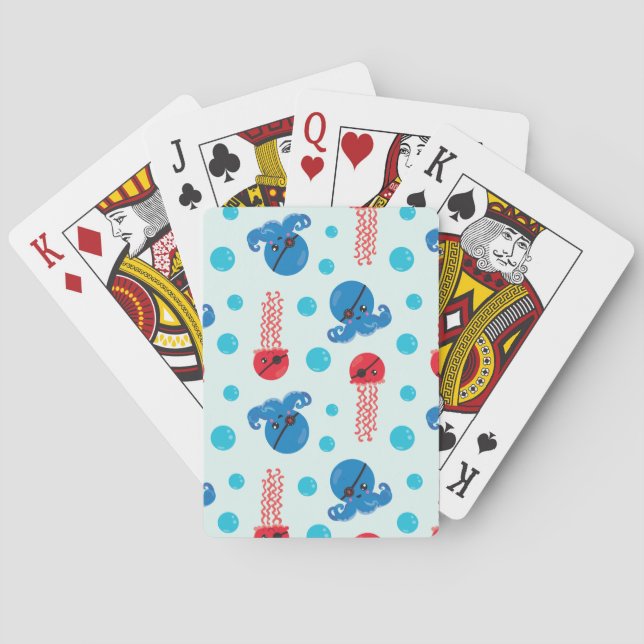 Pirate Octopus, Pirate Jellyfish, Sea Animals Playing Cards (Back)