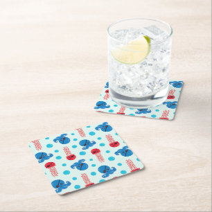 Pirate Octopus, Pirate Jellyfish, Sea Animals Square Paper Coaster