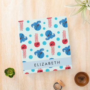 Pirate Octopus, Pirate Jellyfish, Sea, Your Name Binder