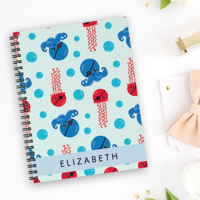 Pirate Octopus, Pirate Jellyfish, Sea, Your Name Notebook (Creator Uploaded)