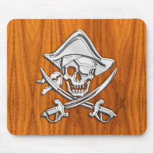 Pirate on Teak Wood Style Mouse Pad