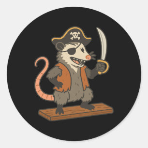 Pirate Opossum Funny Halloween Costume Possum Love Classic Round Sticker