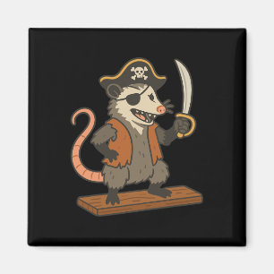 Pirate Opossum Funny Halloween Costume Possum Love Magnet