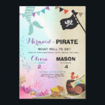 Pirate or Mermaid birthday invitation Siblings<br><div class="desc">♥ A perfect way to invite your guests to a joint birthday party! Pirate or Mermaid theme.</div>
