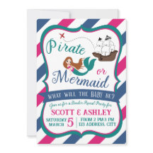 Pirate or Mermaid Gender Reveal Party Invitation