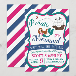 Pirate or Mermaid Gender Reveal Party Invitation