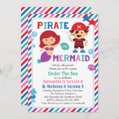 Pirate or Mermaid Invitation, Under the sea party Invitation (Front/Back)