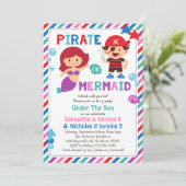 Pirate or Mermaid Invitation, Under the sea party Invitation (Standing Front)