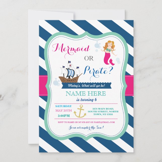 Pirate ou femme de ménage à tout âge Invitation de (Devant)