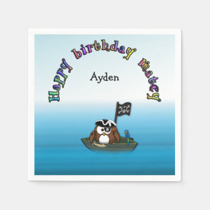 pirate owl - birthday paper napkins