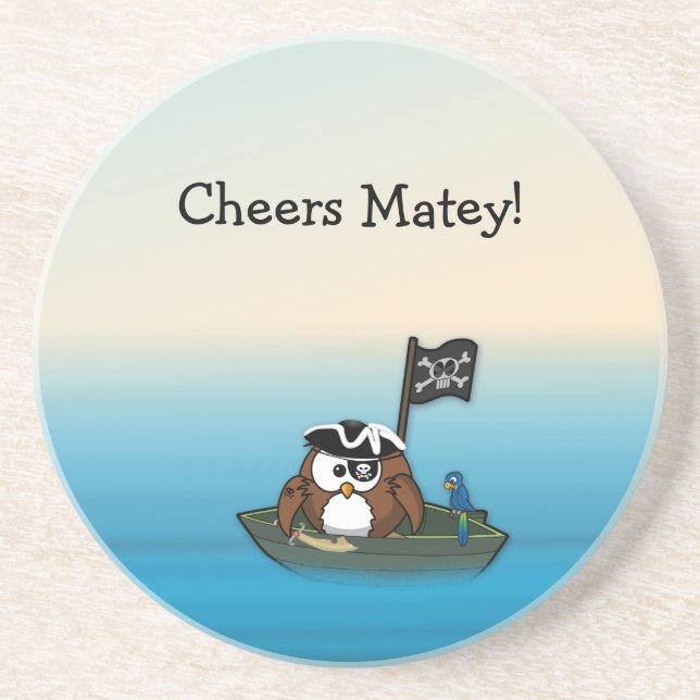 pirate owl - home decor coaster (Front)