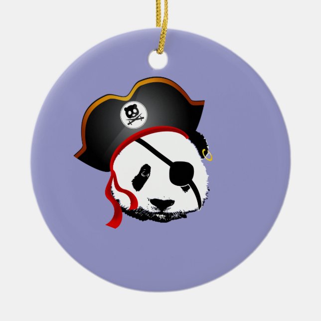 Pirate panda ceramic ornament (Front)