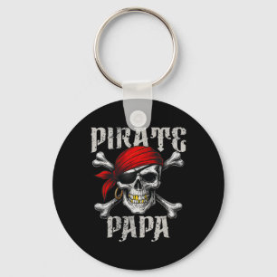Pirate Papa Jolly Roger Flag And Skull Crossbones  Keychain