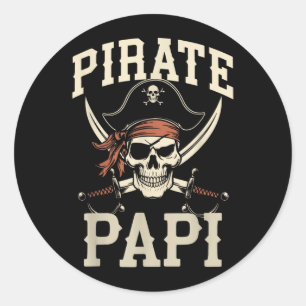 Pirate Papi Funny Captain Matching Grandpa Classic Round Sticker